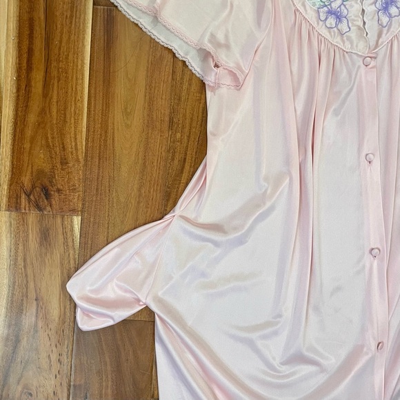 Vanity Fair Vintage Women’s Silk Nightgown Pink Embroidered Lace Trim Size Large - Picture 8 of 14